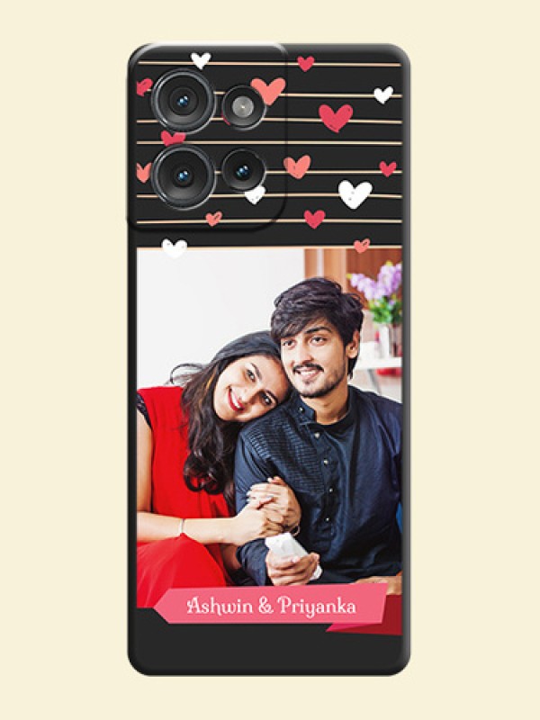 Love Pattern with Name on Pink Ribbon on Photo On Space Black Custom Soft Matte Mobile Back Cover - Motorola Edge 50