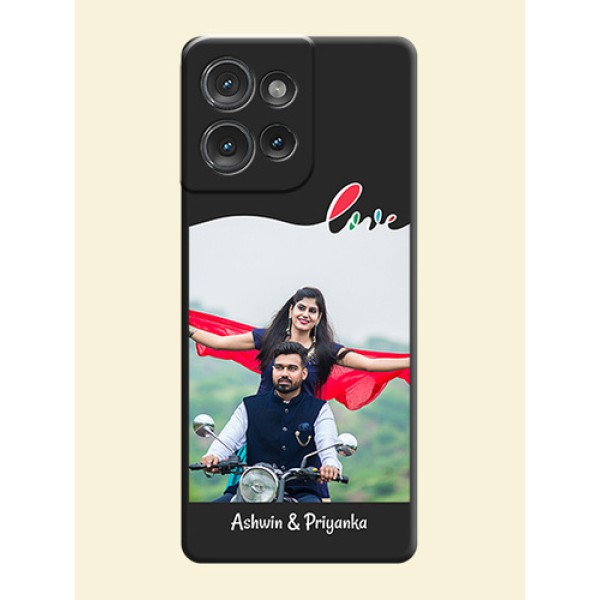 Fall in Love Pattern with Picture on Photo On Space Black Custom Soft Matte Mobile Back Cover - Motorola Edge 50 Fall in Love Pattern with Picture on Photo On Space Black Custom Soft Matte Mobile Back Cover - Motorola Edge 50