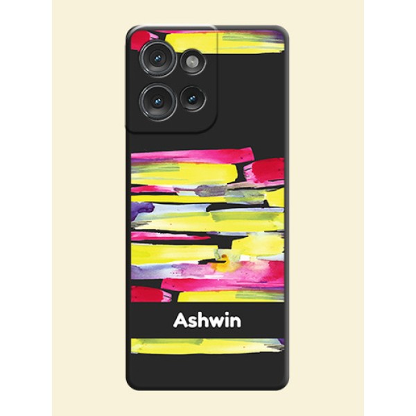 Brush Coloured On Space Black Custom Soft Matte Mobile Back Cover - Motorola Edge 50 Brush Coloured On Space Black Custom Soft Matte Mobile Back Cover - Motorola Edge 50