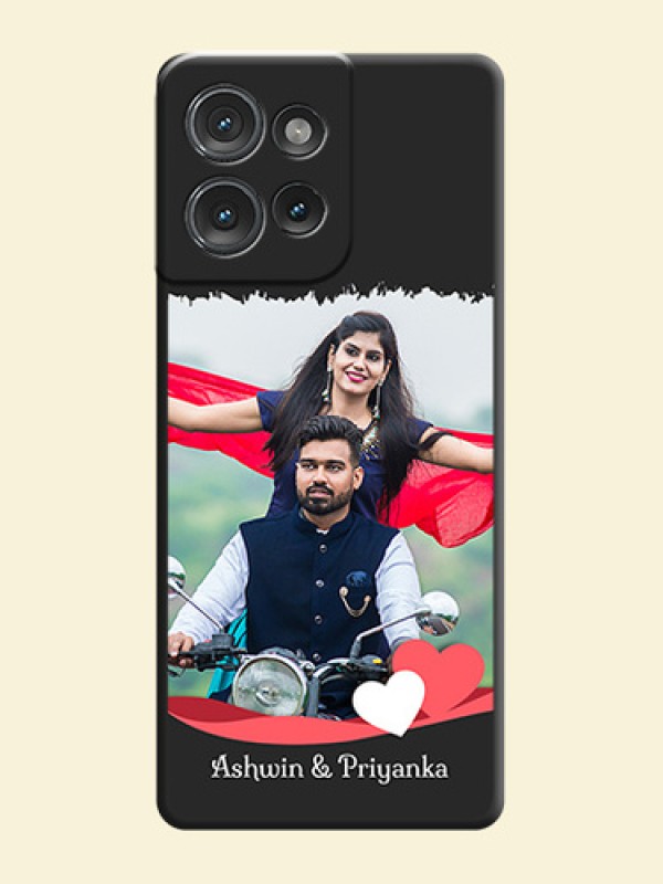 Pin Color Love Shaped Ribbon Design with Text On Space Black Custom Soft Matte Mobile Back Cover - Motorola Edge 50