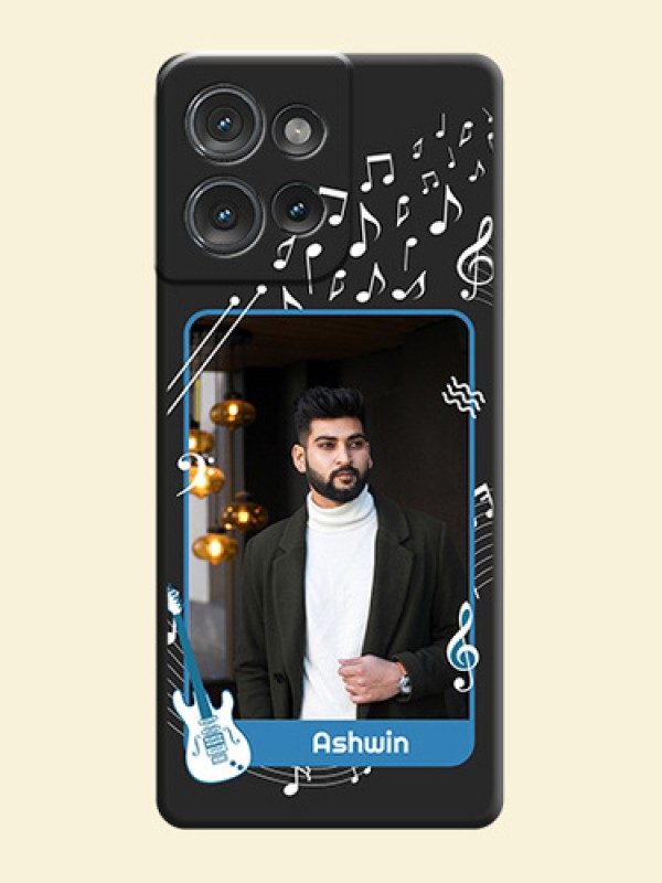 Musical Theme Design with Text on Photo On Space Black Custom Soft Matte Mobile Back Cover - Motorola Edge 50