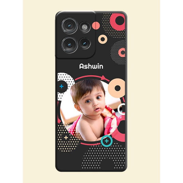 Multicoloured Round Image On Space Black Custom Soft Matte Mobile Back Cover - Motorola Edge 50 Multicoloured Round Image On Space Black Custom Soft Matte Mobile Back Cover - Motorola Edge 50