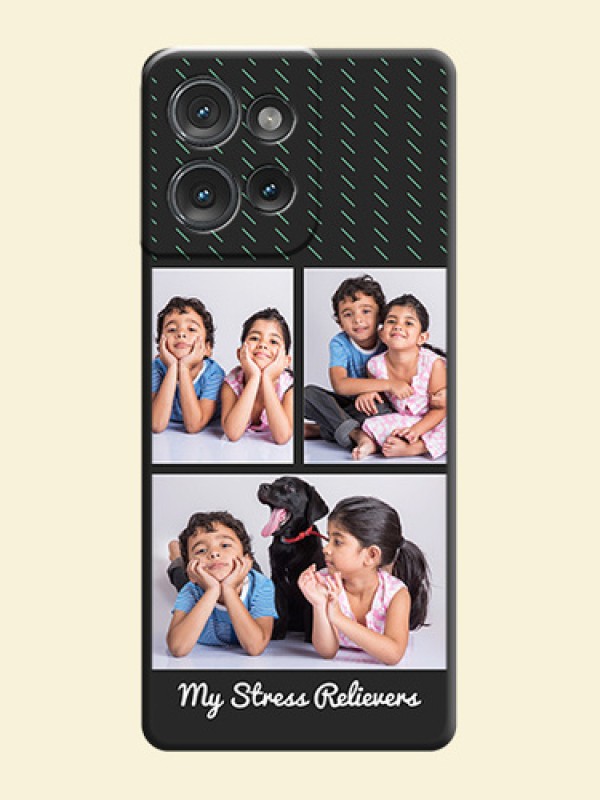 Cross Dotted Pattern with 2 Image Holder On Space Black Custom Soft Matte Mobile Back Cover - Motorola Edge 50