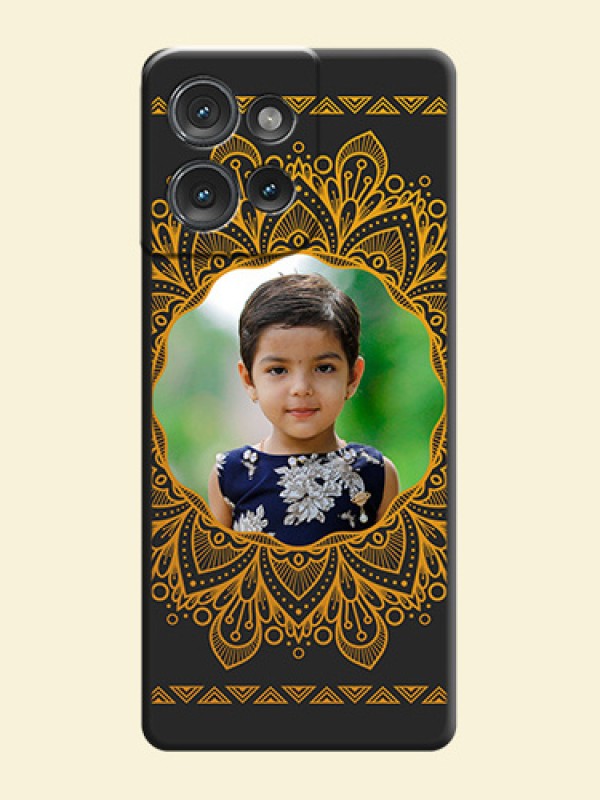 Round Image with Floral Design On Space Black Custom Soft Matte Mobile Back Cover - Motorola Edge 50