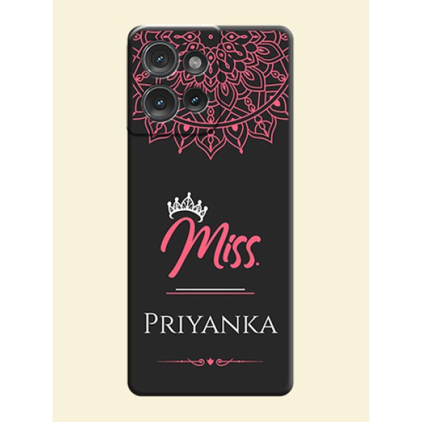 Mrs Name with Floral Design On Space Black Custom Soft Matte Mobile Back Cover - Motorola Edge 50 Mrs Name with Floral Design On Space Black Custom Soft Matte Mobile Back Cover - Motorola Edge 50