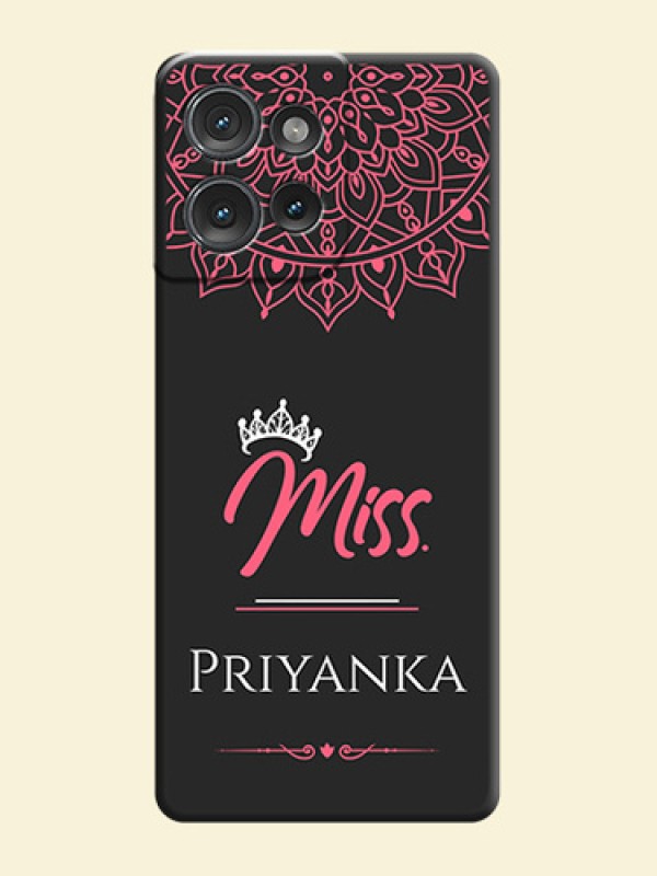 Mrs Name with Floral Design On Space Black Custom Soft Matte Mobile Back Cover - Motorola Edge 50