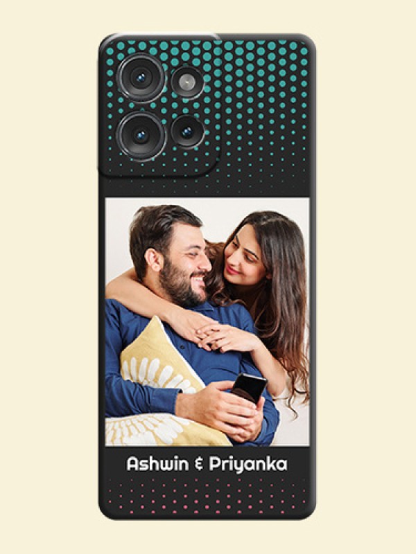 Faded Dots with Grunge Photo Frame and Text On Space Black Custom Soft Matte Mobile Back Cover - Motorola Edge 50