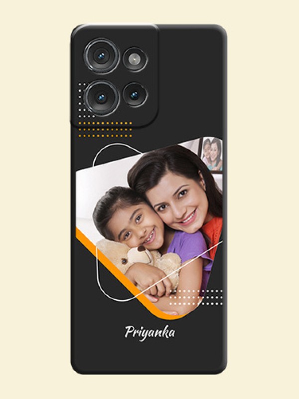 Yellow Triangle on Photo On Space Black Custom Soft Matte Mobile Back Cover - Motorola Edge 50