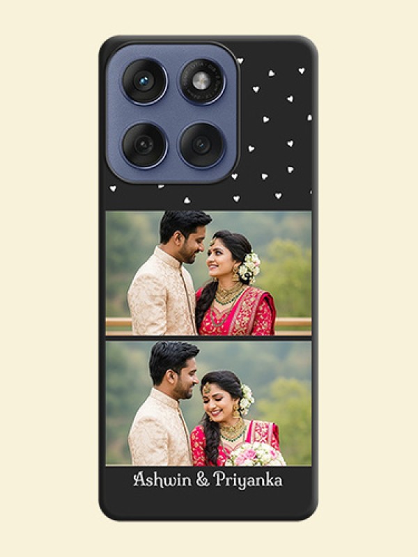 Miniature Love Symbols with Name On Space Black Custom Soft Matte Mobile Back Cover - Motorola Edge 60 Fusion