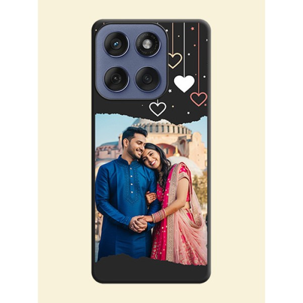 Love Hangings with Splash Wave Picture On Space Black Custom Soft Matte Mobile Back Cover - Motorola Edge 60 Fusion