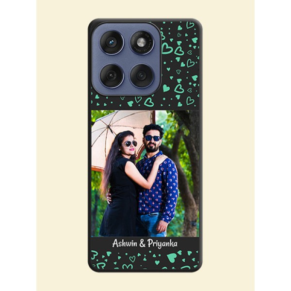Sea Green Indefinite Love Pattern on Photo On Space Black Custom Soft Matte Mobile Back Cover - Motorola Edge 60 Fusion