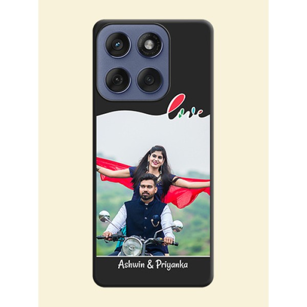 Fall in Love Pattern with Picture on Photo On Space Black Custom Soft Matte Mobile Back Cover - Motorola Edge 60 Fusion Fall in Love Pattern with Picture on Photo On Space Black Custom Soft Matte Mobile Back Cover - Motorola Edge 60 Fusion