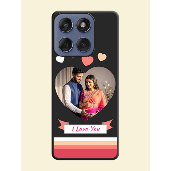 Love Shaped Photo with Colorful Stripes On Space Black Custom Soft Matte Mobile Back Cover - Motorola Edge 60 Fusion Love Shaped Photo with Colorful Stripes On Space Black Custom Soft Matte Mobile Back Cover - Motorola Edge 60 Fusion
