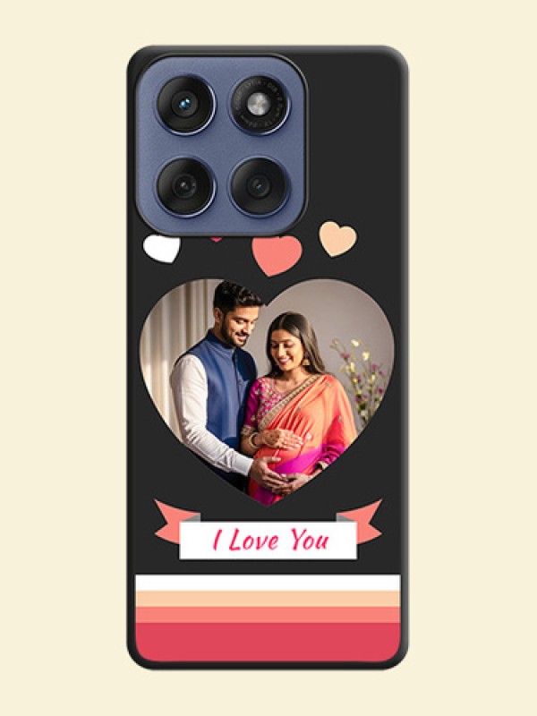 Love Shaped Photo with Colorful Stripes On Space Black Custom Soft Matte Mobile Back Cover - Motorola Edge 60 Fusion