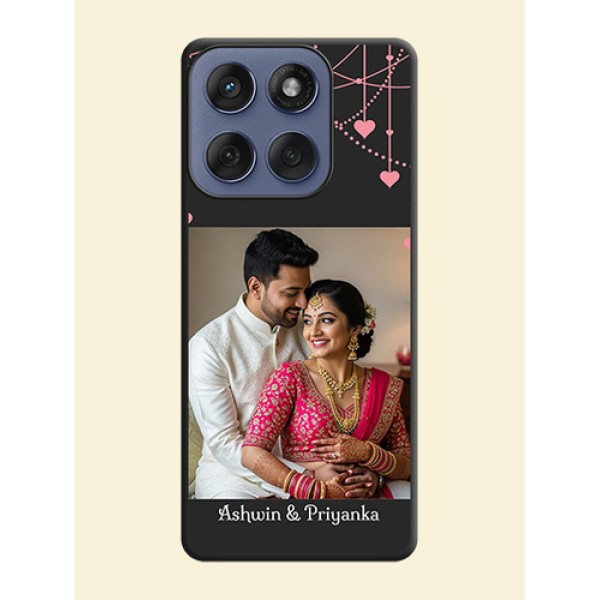 Pink Love Hangings with Text On Space Black Custom Soft Matte Mobile Back Cover - Motorola Edge 60 Fusion Pink Love Hangings with Text On Space Black Custom Soft Matte Mobile Back Cover - Motorola Edge 60 Fusion
