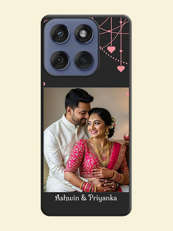 Pink Love Hangings with Text On Space Black Custom Soft Matte Mobile Back Cover - Motorola Edge 60 Fusion