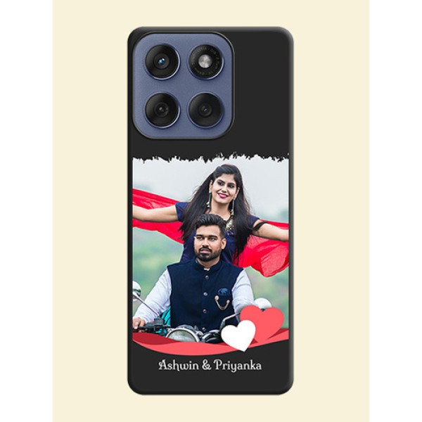 Pin Color Love Shaped Ribbon Design with Text On Space Black Custom Soft Matte Mobile Back Cover - Motorola Edge 60 Fusion