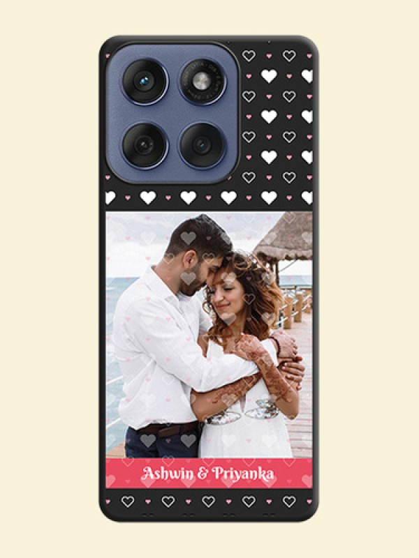 White Color Love Symbols with Text Design on Photo On Space Black Custom Soft Matte Mobile Back Cover - Motorola Edge 60 Fusion
