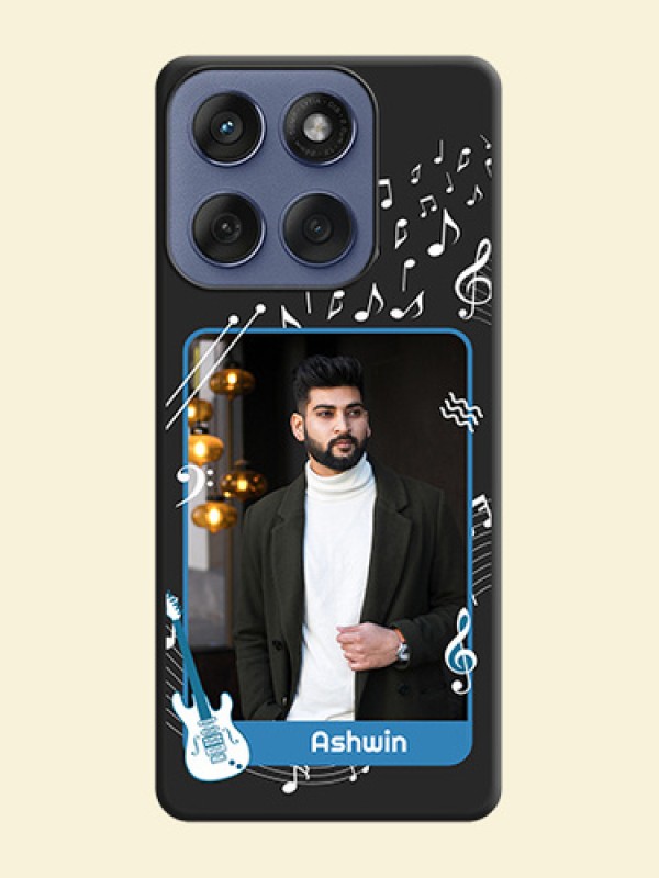 Musical Theme Design with Text on Photo On Space Black Custom Soft Matte Mobile Back Cover - Motorola Edge 60 Fusion