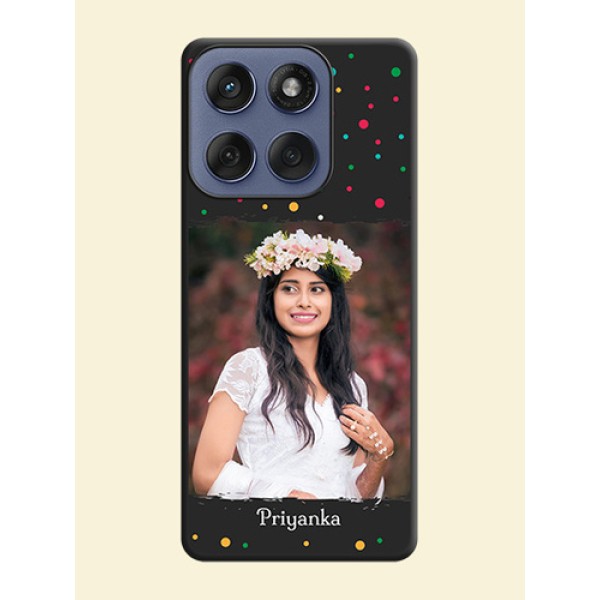 Multicolor Dotted Pattern with Text On Space Black Custom Soft Matte Mobile Back Cover - Motorola Edge 60 Fusion Multicolor Dotted Pattern with Text On Space Black Custom Soft Matte Mobile Back Cover - Motorola Edge 60 Fusion