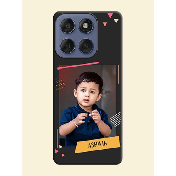 Photo Frame with Triangle Small Dots on Photo On Space Black Custom Soft Matte Mobile Back Cover - Motorola Edge 60 Fusion