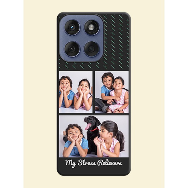 Cross Dotted Pattern with 2 Image Holder On Space Black Custom Soft Matte Mobile Back Cover - Motorola Edge 60 Fusion Cross Dotted Pattern with 2 Image Holder On Space Black Custom Soft Matte Mobile Back Cover - Motorola Edge 60 Fusion