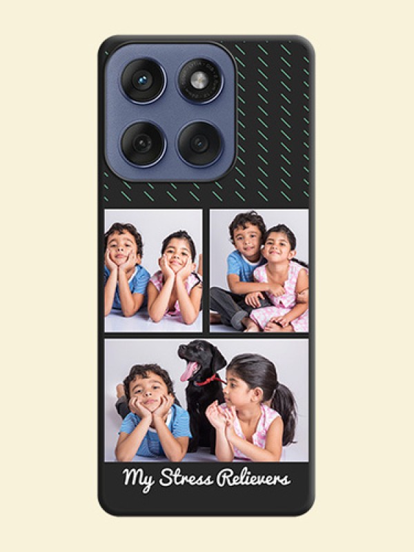 Cross Dotted Pattern with 2 Image Holder On Space Black Custom Soft Matte Mobile Back Cover - Motorola Edge 60 Fusion