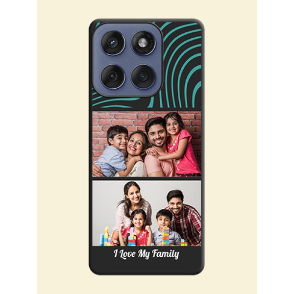 Wave Pattern with 2 Image Holder On Space Black Custom Soft Matte Mobile Back Cover - Motorola Edge 60 Fusion Wave Pattern with 2 Image Holder On Space Black Custom Soft Matte Mobile Back Cover - Motorola Edge 60 Fusion
