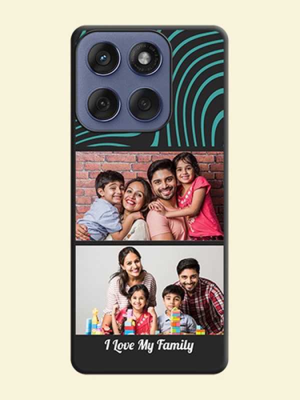 Wave Pattern with 2 Image Holder On Space Black Custom Soft Matte Mobile Back Cover - Motorola Edge 60 Fusion
