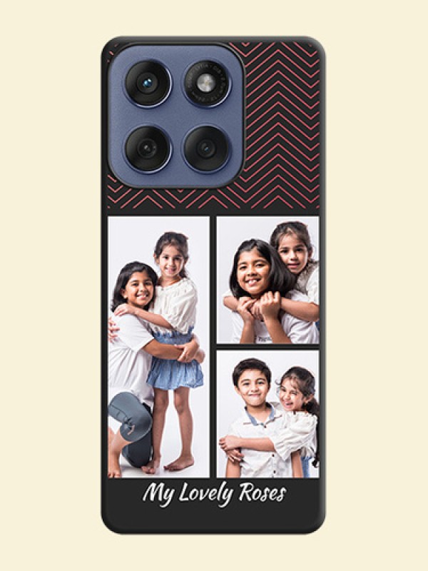Wave Pattern with 3 Image Holder On Space Black Custom Soft Matte Mobile Back Cover - Motorola Edge 60 Fusion