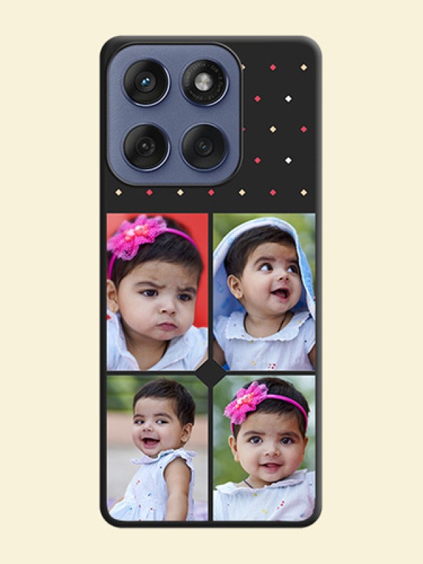 Multicolor Dotted Pattern with 4 Image Holder On Space Black Custom Soft Matte Mobile Back Cover - Motorola Edge 60 Fusion
