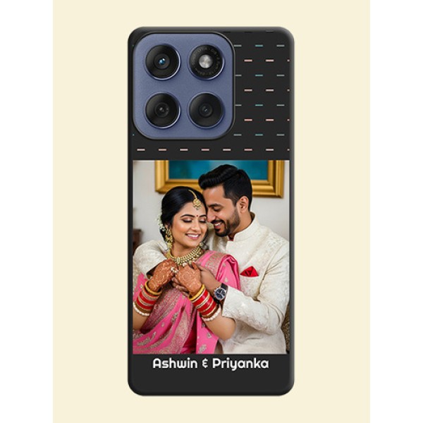 Line Pattern Design with Text On Space Black Custom Soft Matte Mobile Back Cover - Motorola Edge 60 Fusion Line Pattern Design with Text On Space Black Custom Soft Matte Mobile Back Cover - Motorola Edge 60 Fusion