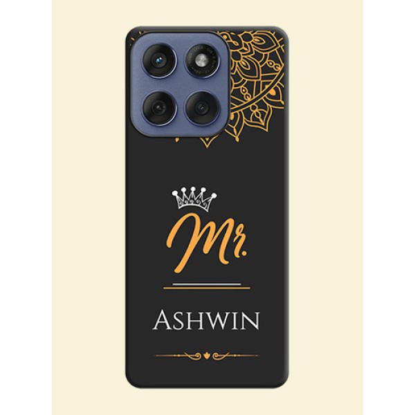 Mr Name with Floral Design On Space Black Custom Soft Matte Mobile Back Cover - Motorola Edge 60 Fusion Mr Name with Floral Design On Space Black Custom Soft Matte Mobile Back Cover - Motorola Edge 60 Fusion