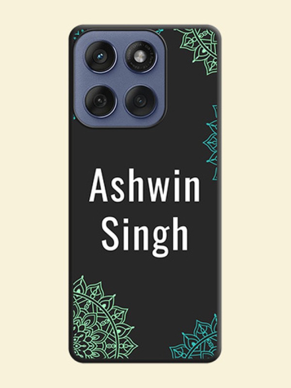 Your Name with Floral Design On Space Black Custom Soft Matte Mobile Back Cover - Motorola Edge 60 Fusion