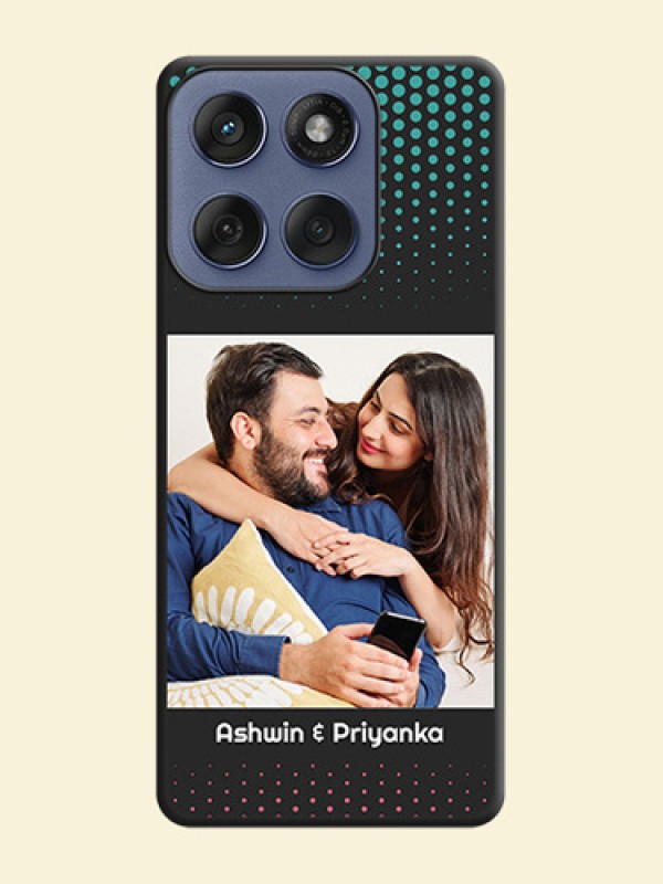 Faded Dots with Grunge Photo Frame and Text On Space Black Custom Soft Matte Mobile Back Cover - Motorola Edge 60 Fusion