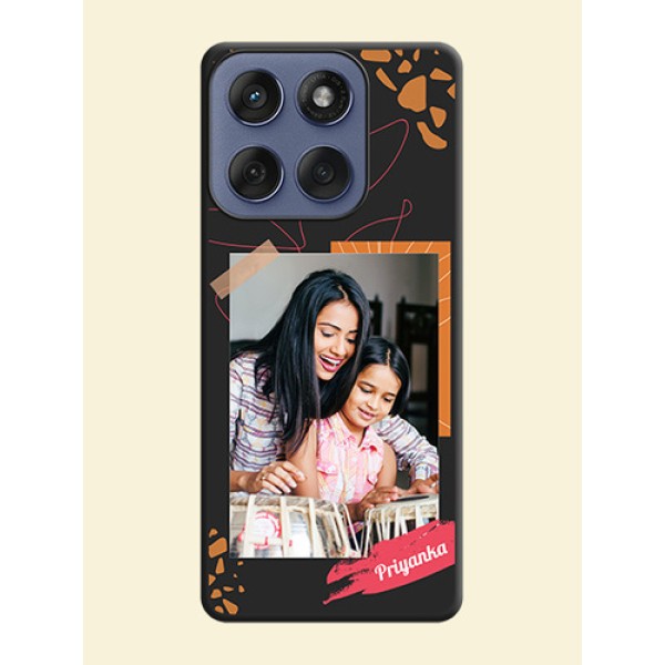 Orange Photo Frame On Space Black Custom Soft Matte Mobile Back Cover - Motorola Edge 60 Fusion Orange Photo Frame On Space Black Custom Soft Matte Mobile Back Cover - Motorola Edge 60 Fusion