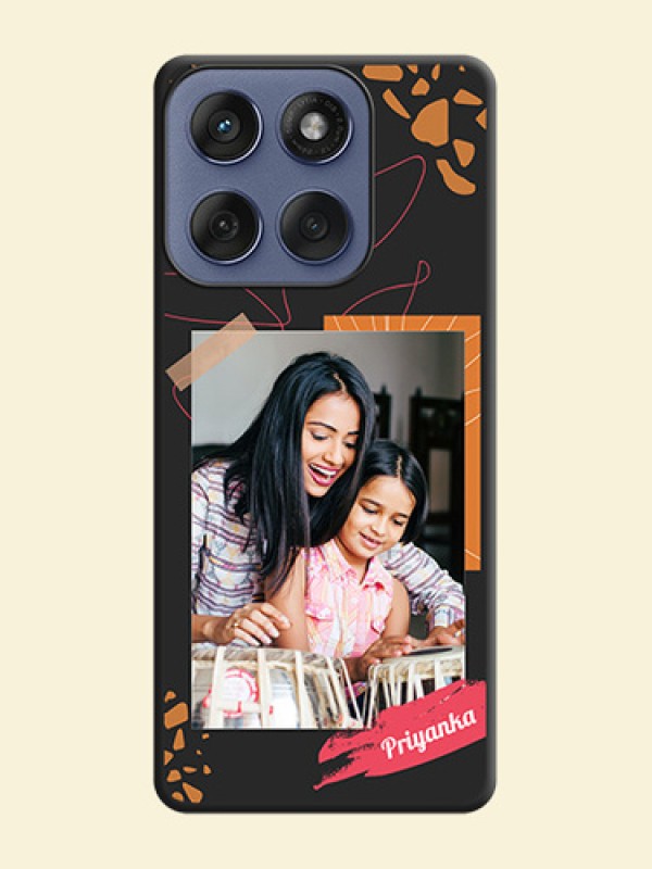 Orange Photo Frame On Space Black Custom Soft Matte Mobile Back Cover - Motorola Edge 60 Fusion