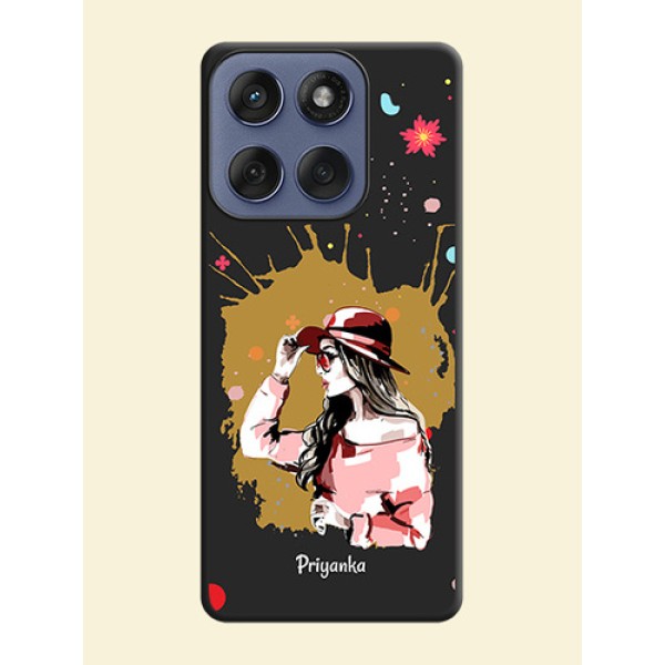 Mordern Lady With Color Splash Background With Custom Text On Space Black Custom Soft Matte Mobile Back Cover - Motorola Edge 60 Fusion