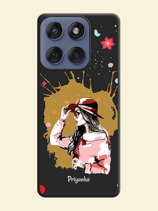 Mordern Lady With Color Splash Background With Custom Text On Space Black Custom Soft Matte Mobile Back Cover - Motorola Edge 60 Fusion