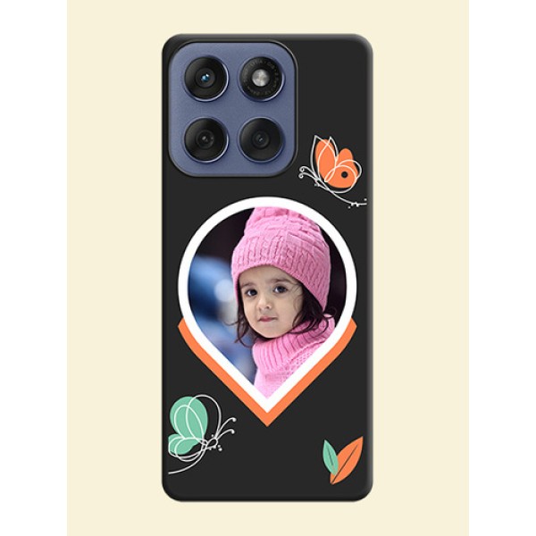 Upload Pic With Simple Butterly Design On Space Black Custom Soft Matte Mobile Back Cover - Motorola Edge 60 Fusion Upload Pic With Simple Butterly Design On Space Black Custom Soft Matte Mobile Back Cover - Motorola Edge 60 Fusion