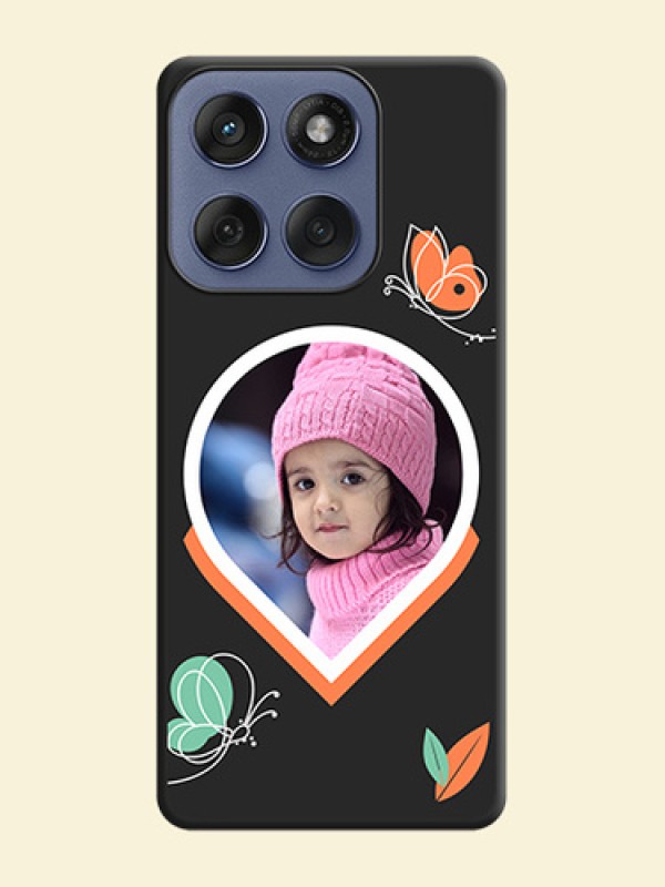 Upload Pic With Simple Butterly Design On Space Black Custom Soft Matte Mobile Back Cover - Motorola Edge 60 Fusion