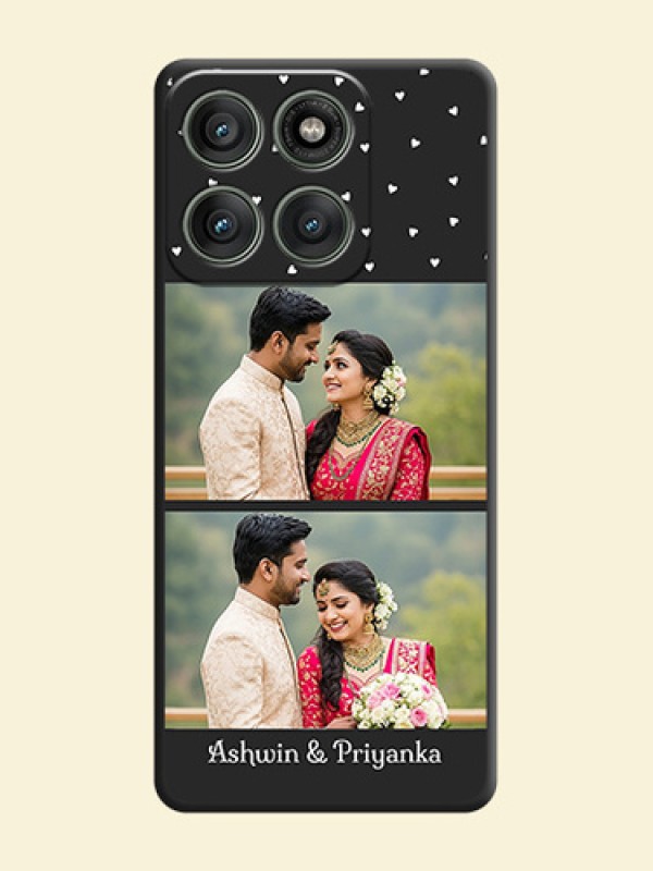 Miniature Love Symbols with Name On Space Black Custom Soft Matte Mobile Back Cover - Motorola Edge 60 Pro 5G