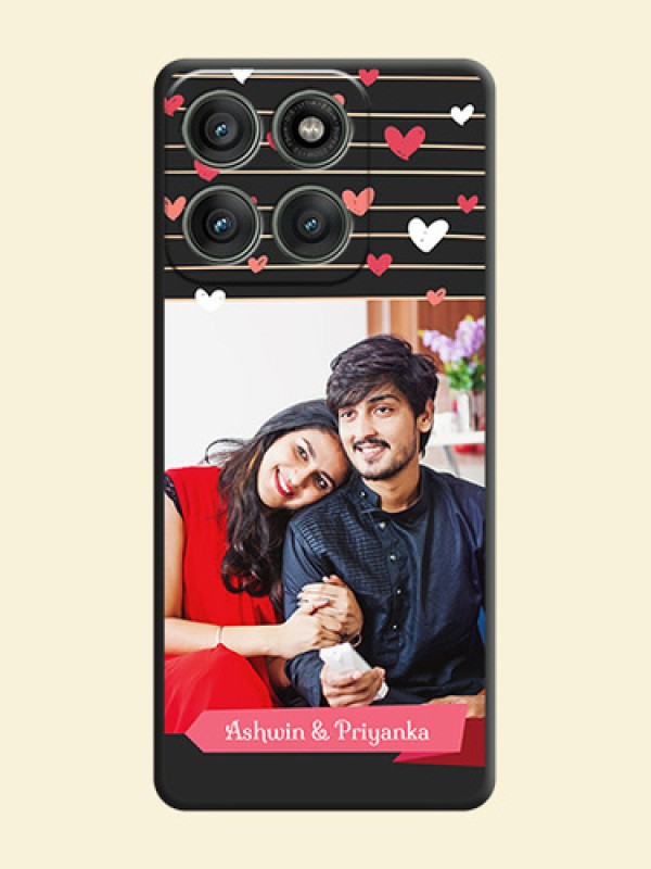 Love Pattern with Name on Pink Ribbon on Photo On Space Black Custom Soft Matte Mobile Back Cover - Motorola Edge 60 Pro 5G
