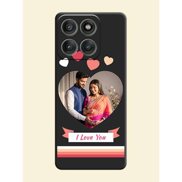 Love Shaped Photo with Colorful Stripes On Space Black Custom Soft Matte Mobile Back Cover - Motorola Edge 60 Pro 5G Love Shaped Photo with Colorful Stripes On Space Black Custom Soft Matte Mobile Back Cover - Motorola Edge 60 Pro 5G