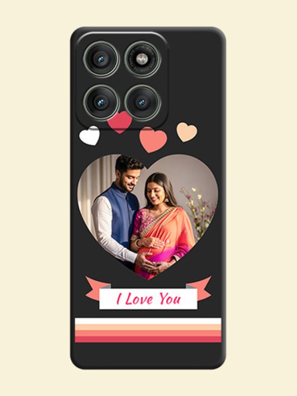 Love Shaped Photo with Colorful Stripes On Space Black Custom Soft Matte Mobile Back Cover - Motorola Edge 60 Pro 5G