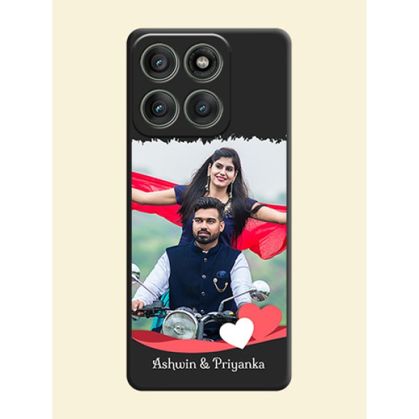 Pin Color Love Shaped Ribbon Design with Text On Space Black Custom Soft Matte Mobile Back Cover - Motorola Edge 60 Pro 5G