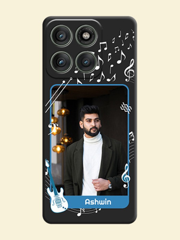 Musical Theme Design with Text on Photo On Space Black Custom Soft Matte Mobile Back Cover - Motorola Edge 60 Pro 5G
