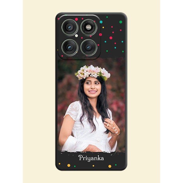 Multicolor Dotted Pattern with Text On Space Black Custom Soft Matte Mobile Back Cover - Motorola Edge 60 Pro 5G Multicolor Dotted Pattern with Text On Space Black Custom Soft Matte Mobile Back Cover - Motorola Edge 60 Pro 5G