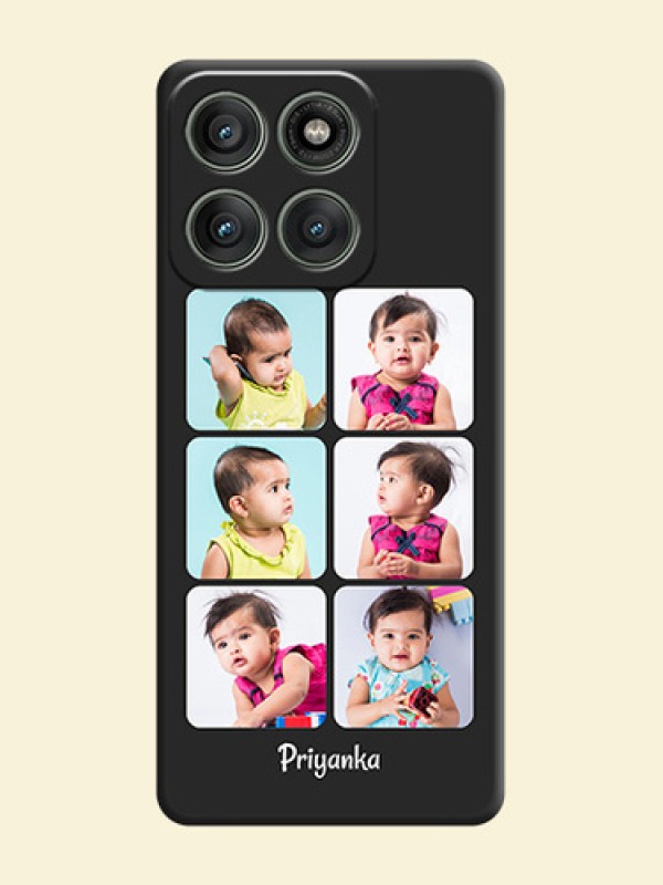 Floral Art with 6 Image Holder on Photo On Space Black Custom Soft Matte Mobile Back Cover - Motorola Edge 60 Pro 5G