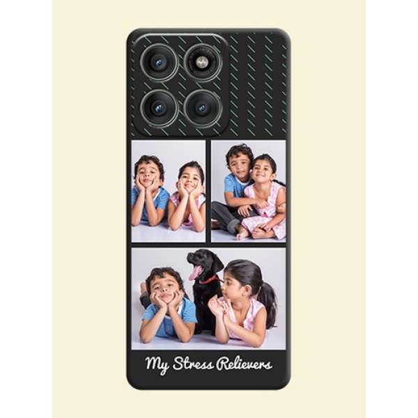 Cross Dotted Pattern with 2 Image Holder On Space Black Custom Soft Matte Mobile Back Cover - Motorola Edge 60 Pro 5G Cross Dotted Pattern with 2 Image Holder On Space Black Custom Soft Matte Mobile Back Cover - Motorola Edge 60 Pro 5G